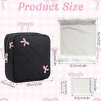 Period Bag for Teens Women, Sanitary Napkin Storage Bag & Tampon Holder, Bow Tie Compact Pad Pouch for Purse (Black)