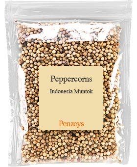 Whole Muntok White Peppercorns By Penzeys Spices 3.8 oz 3/4 cup bag (Pack of 1)
