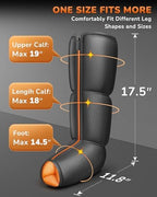 Leg Massager with Heat and Compression : Foot and Calf Massager for Circulation and Pain Relief, Sequential Compression Boots with 6 Modes, 9 Intensity, 3 Heat
