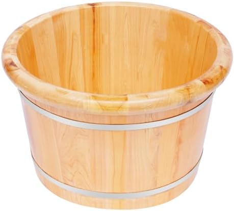 Wooden Foot Soaking Tub with Massage Rollers & Cover Plate Portable Foot Bath Basin Home Pedicure Spa Bucket Relaxing Foot Care Tool for Household Feet Soaking and Daily Relaxation