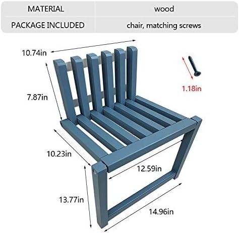 Folding Chair Wall-Mounted Invisible Shoe-Changing Stool Made of Solid Wood Wall Seat Folding with Support Legs Saving Space Suitable for Various Occasions Blue
