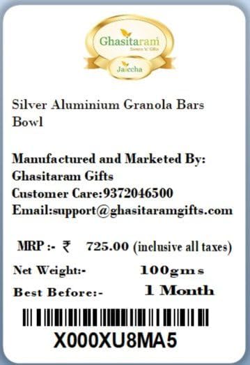 Ghasitaram Gifts Christmas Gifts Healthy Hampers - Silver Aluminium Granola Bars Bowl