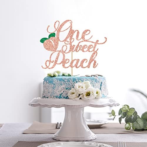 One Sweet Peach Cake Topper, Peach Baby Shower Cake Topper, Sweet as a Peach Baby Shower, Peach First Birthday Party Decorations, Rose Gold Glitter