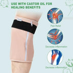 DEROWN Castor Oil Packs Wrap for Knee Joint, Less Mess Made of Organic Cotton Flannel & Waterproof PUL, Reusable Massage Castor Oil Pack Kit with Anti Oil Leak Design (Oil Not Included)