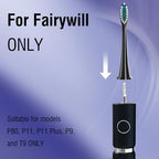 Replacement Brush Heads Compatible with Fairywill P11 Electric Toothbrushes, 8Pcs, Black, Only Fit Model P 11 P80 P9 and T9