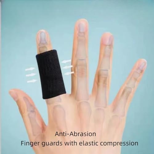10 pcs Black Finger Protector Sleeve Elastic Compression Finger Support Brace Sports Aid Arthritis Band Wraps for Basketball Tennis,Baseball Cricket Volleyball Badminton Boating