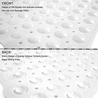 Bath Tub and Shower Mats, Non-Slip 39 x 16 Inch Extra Long Bathtub Mat, Machine Washable BathMat with Drain Holes, Suction Cups for Bathroom (Opaque White)
