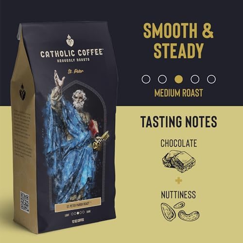 Catholic Coffee St. Peter | Medium Roast Ground Coffee – Chocolate & Nutty Notes | 12oz Bag – Catholic Gift Honoring the First Pope and Rock of the Church