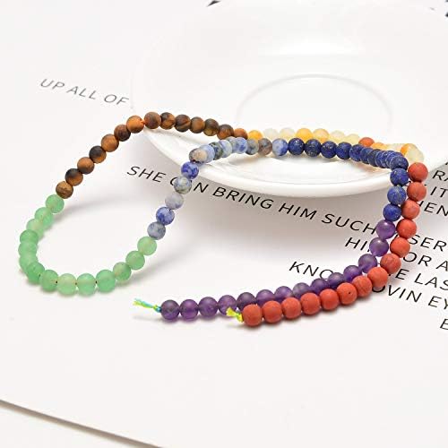 AD Beads Healing Reiki 7 Chakras Yoga Natural Gemstone Round Loose Beads Matte 4mm 16" Matte 4mm
