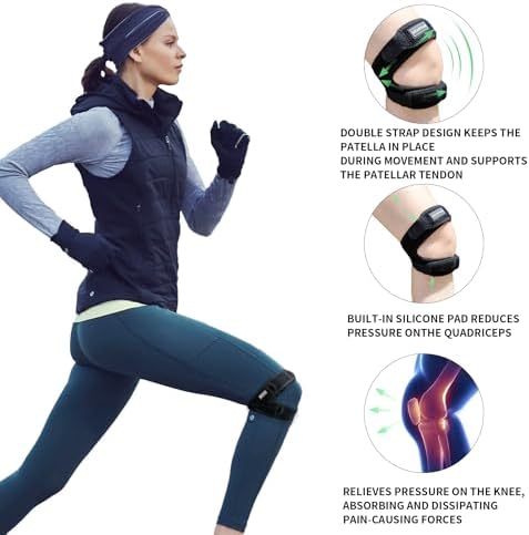 Dual Patella Knee Strap - Double Strap Support for Knee Pain - 2 Pack Black M