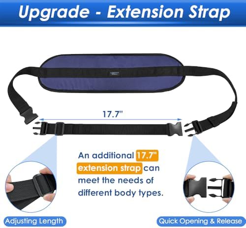 NEPPT Wheelchair Seatbelt Restraints for Dementia Patients Fall Prevention for Elderly Wheelchair Safety Harness for Adults Chair Seat Belt Adjustable Waist Support Straps to Prevent Sliding