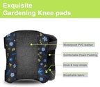 2 Pack Garden Knee Pads for Women, Lightweight Waterproof KneePads for Gardening, Anti Slip Leather Foam Padding Kneeling Pads for Flooring and Carpet Cleaning, House work, Gardening Maintain, Knee Protector, Blue Flower