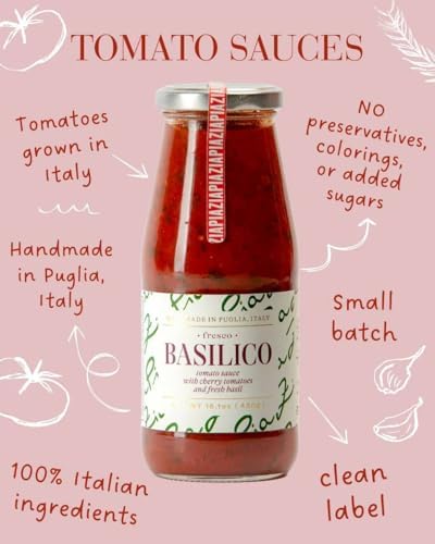 Zia Pia Basilico Tomato Sauce - 15.1 Ounce | Authentic Italian Pasta Sauce | Small Batch | Made in Italy |