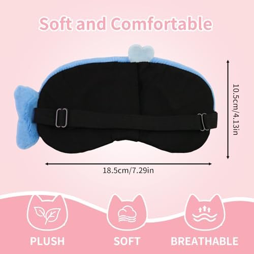 PERFECTSIGHT Sleep Eye Masks, Cute Plush Sleep Eye Cover Lightweight Adjustable Eyeshade Faux Fur Mask Cover for Women Men Kids Sleep Travel Nap, Blue Penguin