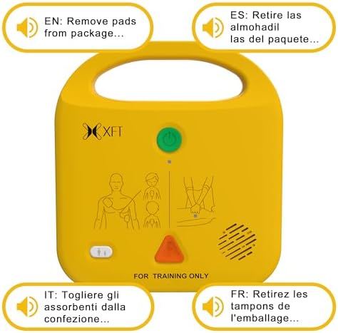 XFT AED Trainer, AED Trainer Device Only Use for First Aid Classes with 5 Training Modes, Practice Trainer AED Kit with Voice Prompts (En, FR, IT, ES) for AED Defibrillator Practi-Trainer, XFT-120NB