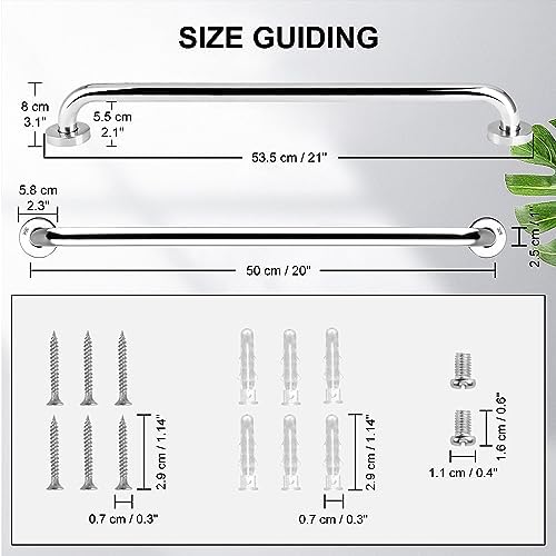 supregear Bathroom Grab Bar Rail, 20 Inch 304 Stainless Steel Bathroom Handle, Safety Handle, Indoor/Outdoor Auxiliary Handle for Kitchen Bedroom Bathtub, Shower and Steps