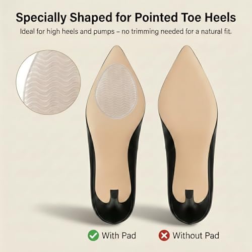 Shoe Grips on Bottom of Shoes,Clear Non Slip Shoe Pads Shoe Gummies for Heels for Pumps,Stilettos & Dress Shoes, Invisible Traction Stickers for Pointed Toe Soles Shoe Grippers Anti Slip（3 Pairs）