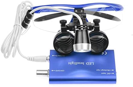 Dental Surgical 2.5X420mm Binocular Loupes + 3W LED Head Light Lamp + Aluminum Box (Blue) by SuperElight
