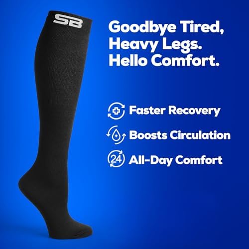 SB SOX 3-Pair Compression Socks for Men & Women (15-20mmHg) – Best Compression Socks for Travel, Medical, Sports, and Daily Wear - XXL Sizes too!