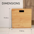 JS Gourmet Wooden Bamboo Bathroom Body Weight Scale with Digital LCD Display, Maximum Capacity of 396 lbs, Adding a Stylish & Modern Touch to Your Toilet