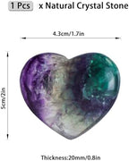 Rainbow Fluorite Heart Crystal Worry Stone for Anxiety Healing Heart Shaped Rock Stone Meditation Reiki Gifts Home Decor