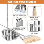 VOOWO Broom with Dustpan Combo Set, 46" Stainless Steel Broom and Dustpan Set for Home, Heavy Duty Dust Pan with Long Handle, Broom for Sweeping Indoor and Outdoor, Kitchen Broom and Dust Pan (Khaki)
