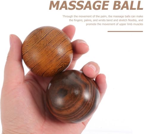Healifty 2 Pack Baoding Balls 2 Inch Wooden Meditation Balls Chinese Health Exercise Massage Ball for Hands Outdoor Toys Hand Massager