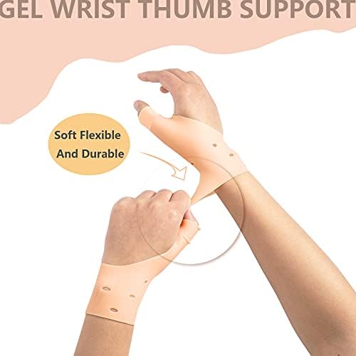 Nuanchu Gel Wrist Thumb Support Braces,Unisex Wrist Hand Thumb Gloves,Soft Waterproof Left and Right Hand Wrist Compression Sleeve for Relief Arthritis Tenosynovitis Typing Pain (4 Pieces)