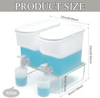 Laundry Detergent Dispenser Set, 100oz (3L) Easy-Pour Leak-Proof Bottles with Spout Plug Caps,Measuring Cups & Stand–2 Refillable Semi-Transparent Soap Containers for Laundry Room Organization