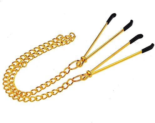 4pcs Nipple Clip Clamps with V-clamp, Adjustable Weight Metal Nipple Clamps for Men Women, Non-Piercing Metal Stimulator Nipple Clips Adult Toys