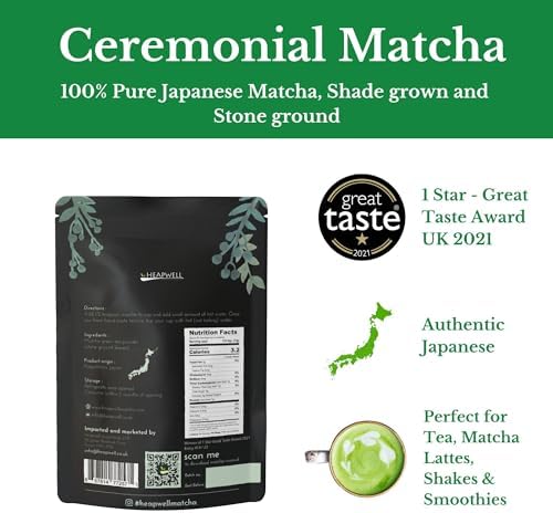 Heapwell Japanese Matcha – Premium & Ceremonial & AAA Grade Matcha Tea | Authentic Japanese Origin (1.05oz (30g), Ceremonial Grade)