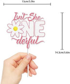 Isn't She ONEderful Cake Topper Pink Glitter Daisy Baby Girl's 1st Birthday Cake Decoration First Birthday One Year Old Birthday Party Supplies