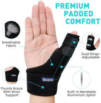 Trigger Thumb Splint - Thumb Spica Support Brace Stabilizer for Pain, Sprains, Arthritis, Tendonitis (Right Hand or Left Hand) (Black)