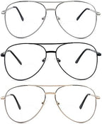 3 Pack Bifocal Reading Glasses for Women Men, Aviator Bi-focal Readers Glasses Dual Focal Eyewear +2.0