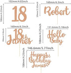 EDSG Custom Cake Topper, Personalized Double Sided Glitter Cake Topper with Any Text Numbers, 11 Colours for Birthday Wedding Anniversary Graduation Baby Shower (Blue)