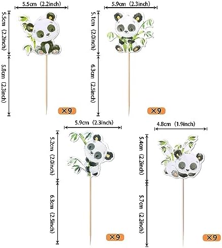 Rsstarxi 36 Pack Panda Cupcake Toppers Green Bamboo Cute Baby Panda Bear Cupcake Picks Decorations for Panda Theme Baby Shower Kids Birthday Party Cake Decorations