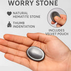 Hematite Worry Stone – Natural Polished Thumb Palm Stone for Grounding, Protection & Mental Strength – Pocket Fidget Crystal for Calm & Focus