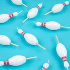 Meri Meri Bowling Pin Candles (Pack of 10), 3.75" Tall, Unscented, Bowling Party Decorations