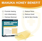 Manuka Honey Gauze Wound Dressing 2" x 2",10 Pack Manuka Honey Wound Care Pads, Medical Grade Honey Bandages for Wound Care, Honey Patch for Faster Healing from Burns,Abrasions,Cuts and Scalds