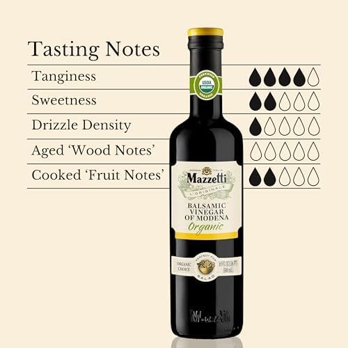 Mazzetti Organic Balsamic Vinegar of Modena PGI, 16.9 Fl Oz, Versatile, Light & Zesty, Perfect for Salad Dressings, Vinaigrettes & Marinades, Crafted in Italy