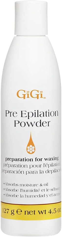GiGi Pre-Epilation Waxing Powder for Hair Removal, Moisture-Absorbing Pre Wax Powder, 4.5 oz