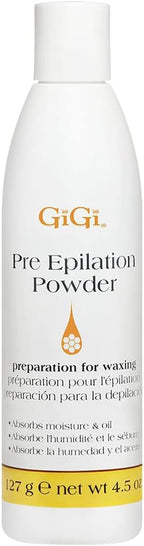 GiGi Pre-Epilation Waxing Powder for Hair Removal, Moisture-Absorbing Pre Wax Powder, 4.5 oz
