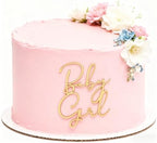 1PCS Baby Girl Cake Topper, Gold Mirror Acrylic Girl Birthday Cake Sign Decorations, Cake Charm Supplies for Baby Shower Girl's Birthday Party Cake Dessert Decoration