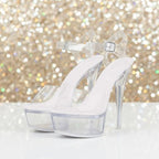 Fantoesay Women's Clear Sexy High Heeled Platform Sandals-Stiletto Heels Casual Dance Party Sandals
