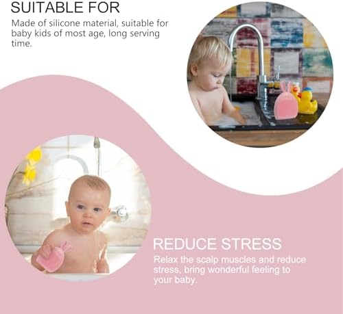 3pcs Bath Brush Silicone Shower Scrubber with Bunny Design, Soft Exfoliating Massage Shampoo Brush Set for Bathing and Skin Care