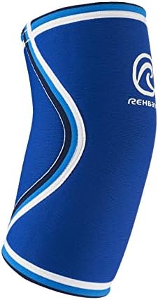 Rehband Rx Original Elbow Sleeve, elbow support 5mm neoprene, fitness workout compression sleeve, support elbow joint and muscles, Colour:Blue - 1 Pair, Size:Medium