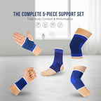 BNYD 10-Piece Compression Support Brace Set for Knee, Elbow, Wrist, Palm & Ankle — Full Body Pain Relief, Sports Injury Protection, Joint & Muscle Support for Men & Women (5 Pairs)