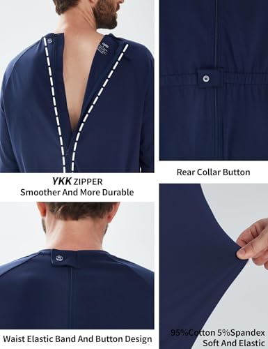 Adaptive Men's Security Back-Zip Jumpsuit - Easy Care Romper for Elderly & Limited Mobility