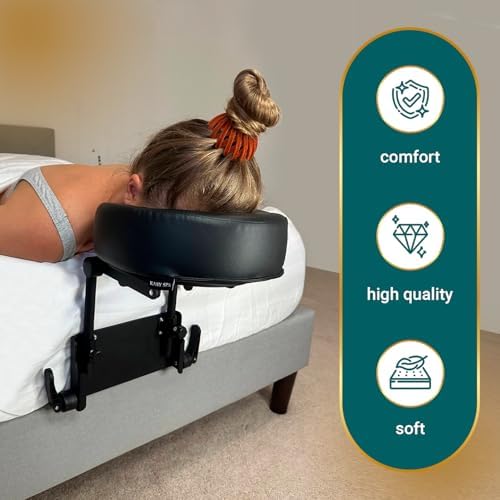 EASY SPA Premium Massage Face Cradle Cushion Memory Foam, Massage Pillow Face Down for Massage Table, PU Leather U Shaped Pillow (Black)