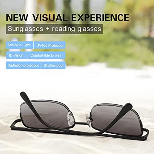 2 Pairs Full Lens Spring Hinge Reading Sunglasses UV400 Protection Sun Readers Blue Light Blocking Glasses Eyewear